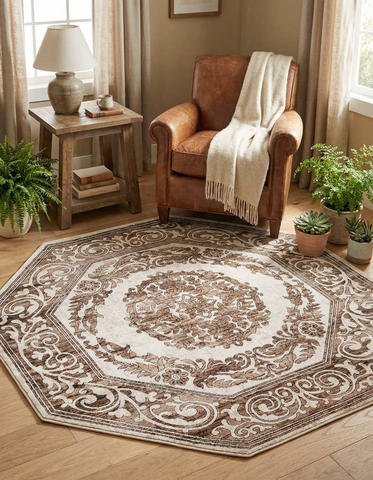 Detail image of  5' 3 x 5' 3 Hermitage Octagon Rug