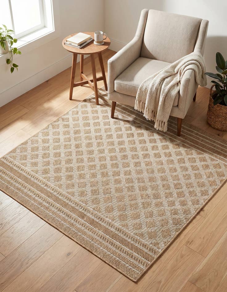 Detail image of 5' 1 x 5' 1 Easy-Clean Trellis Indoor / Outdoor Square Rug