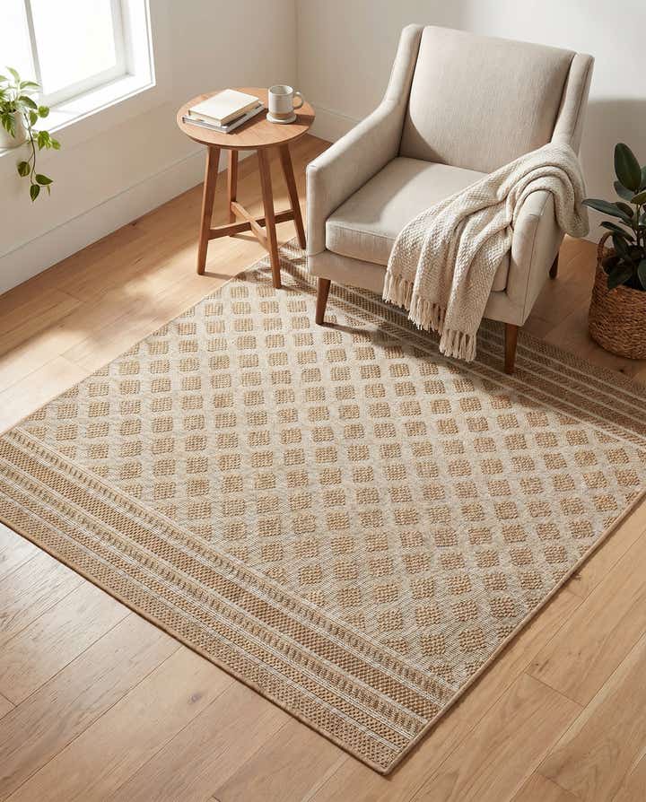 5' 1 x 5' 1 Easy-Clean Trellis Indoor / Outdoor Square Rug