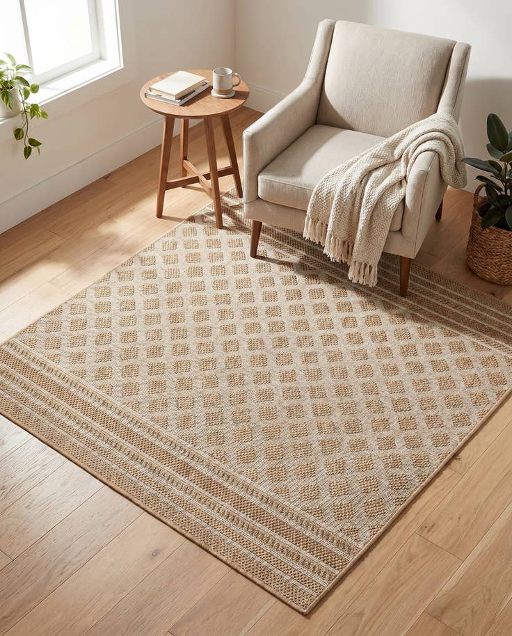 Detail image of 5' 1 x 5' 1 Easy-Clean Trellis Indoor / Outdoor Square Rug