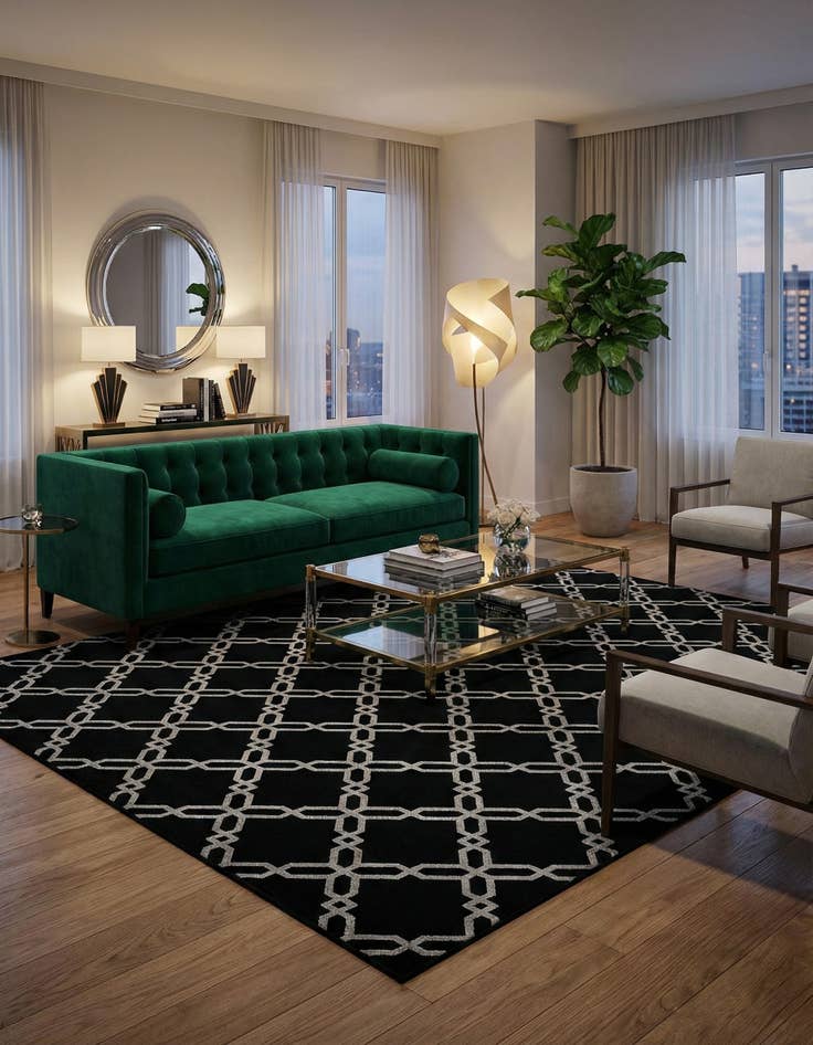 Detail image of 10' x 10'  Marilyn Monroe&trade; Glam Trellis Square Rug