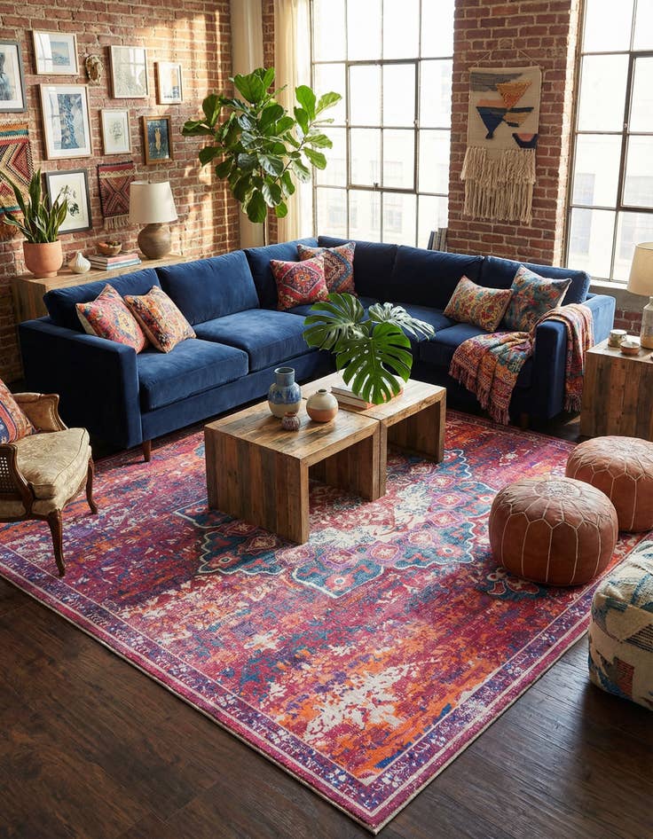 Detail image of 10' 6 x 10' 6 Washable Francesca Square Rug