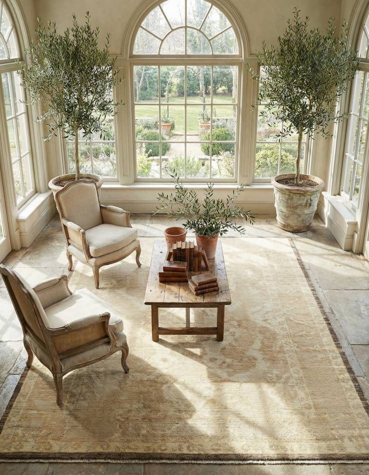 Detail image of 8' 6 x 10' 2 Hand Knotted Oushak Wool Rug