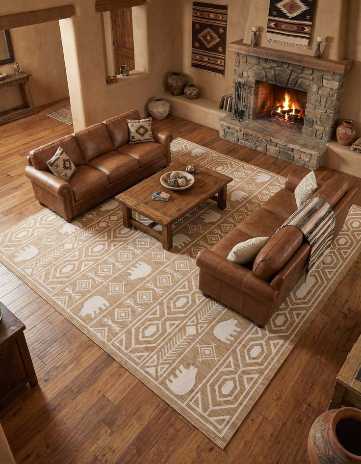 Detail image of 12' x 12' Washable Southwestern Indoor / Outdoor Square Rug