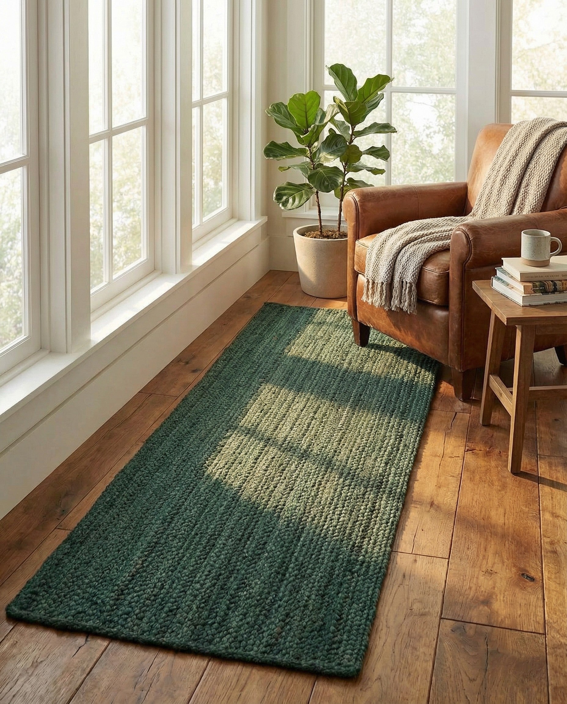 2' x 4' 1 Handmade Braided Jute Runner Rug