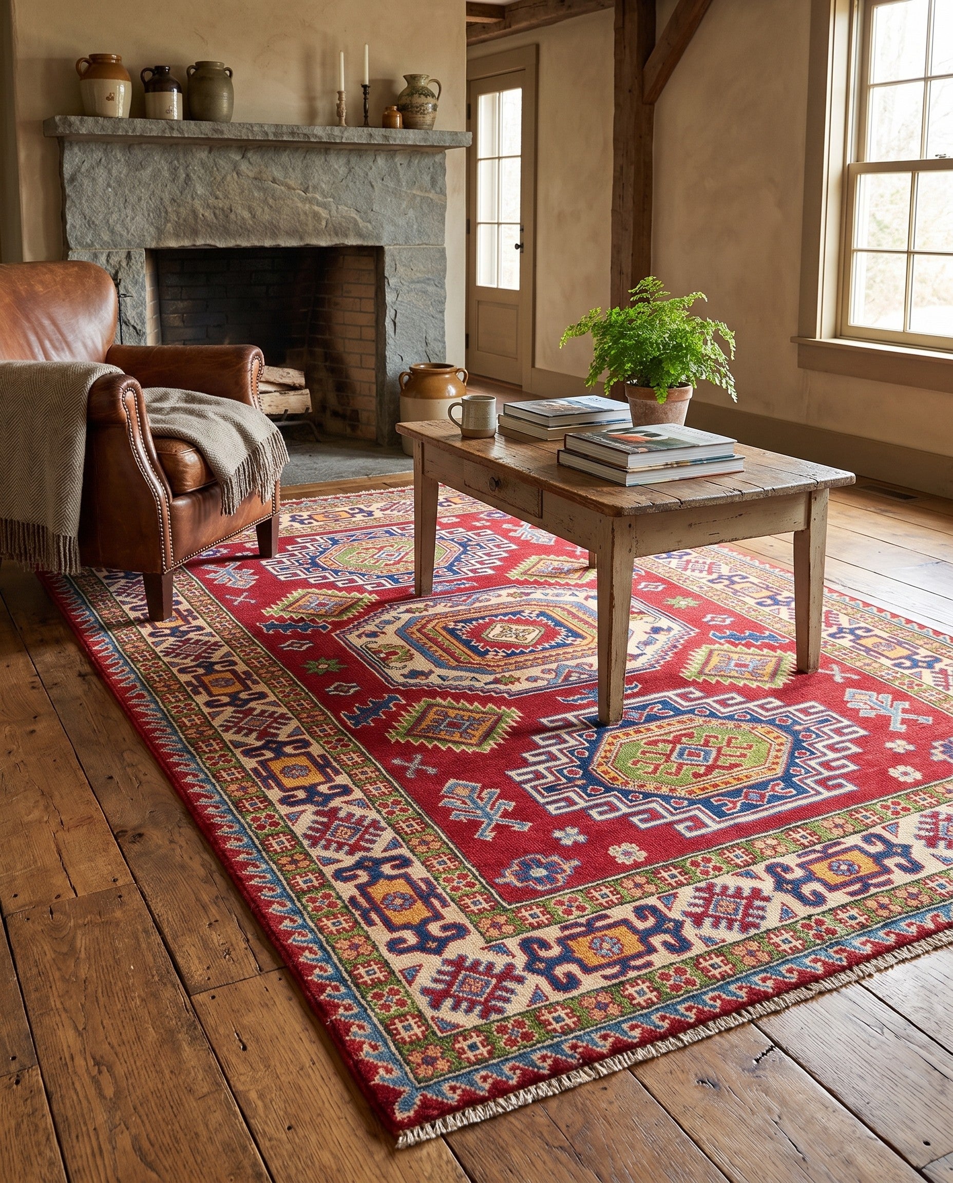 Detail image 3 of 10: 3' 11 x 5' 10 Hand Knotted Kazak Rug
