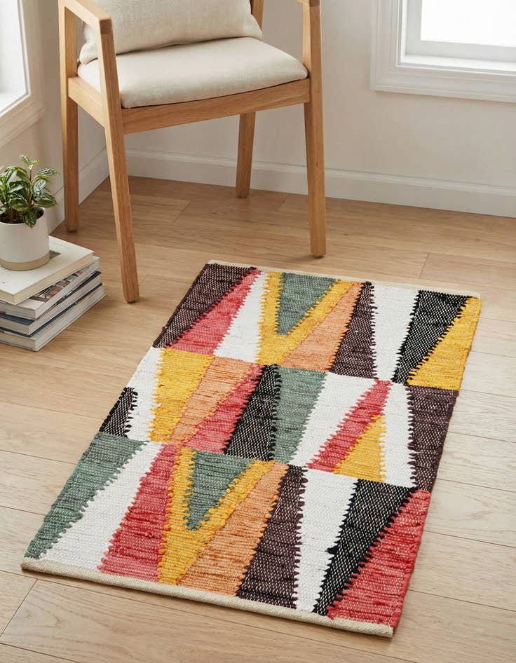 Detail image of  2' x 3' 1  Hand Braided Chindi Cotton Rug