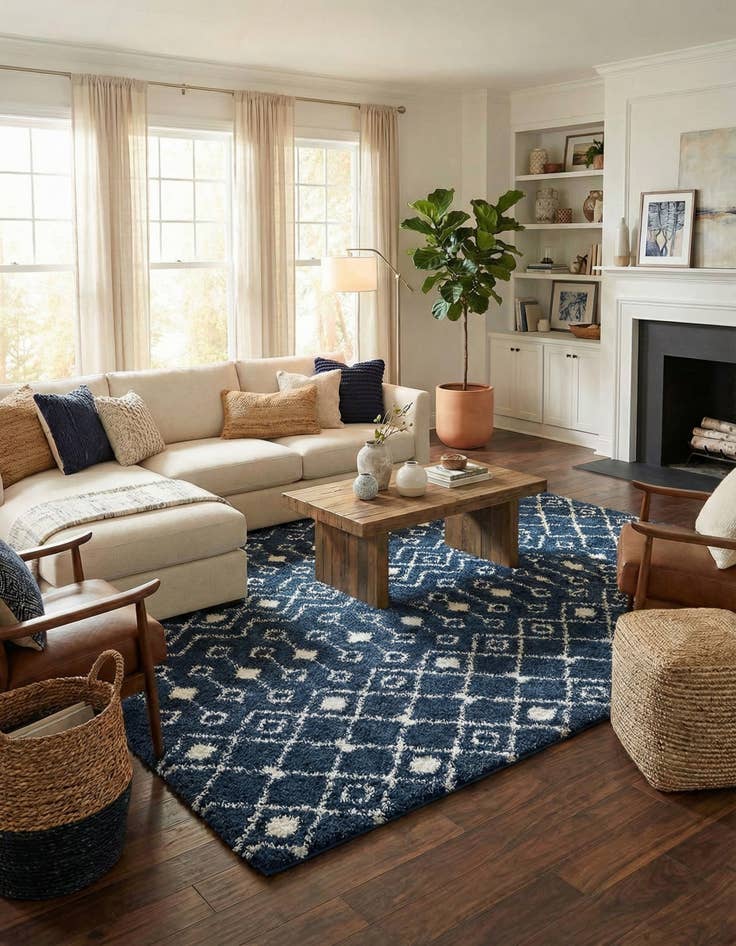 Detail image of 10' x 13' Moroccan Trellis Shag Rug