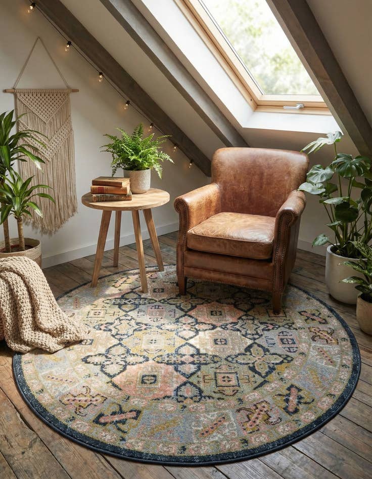 Detail image of 5' 3 x 5' 3 Kamala Washable Round Rug