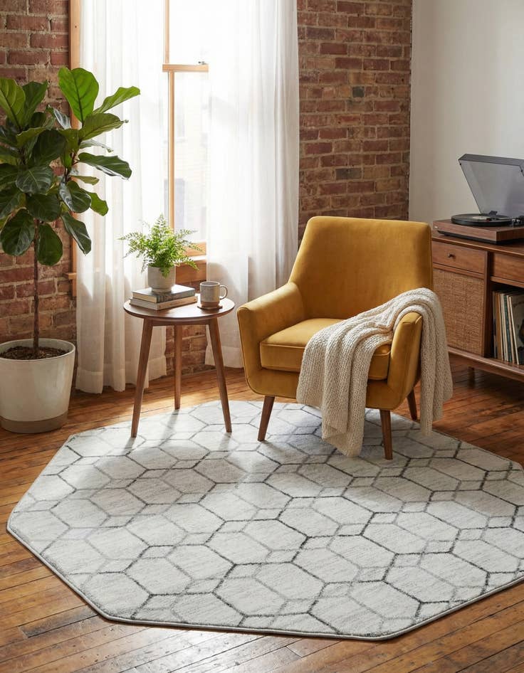 Detail image of 5' 3 x 5' 3 Lattice Trellis Octagon Rug