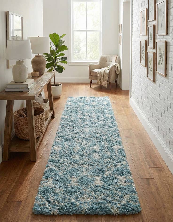 Detail image of 2' x 8' Moroccan Trellis Shag Runner Rug