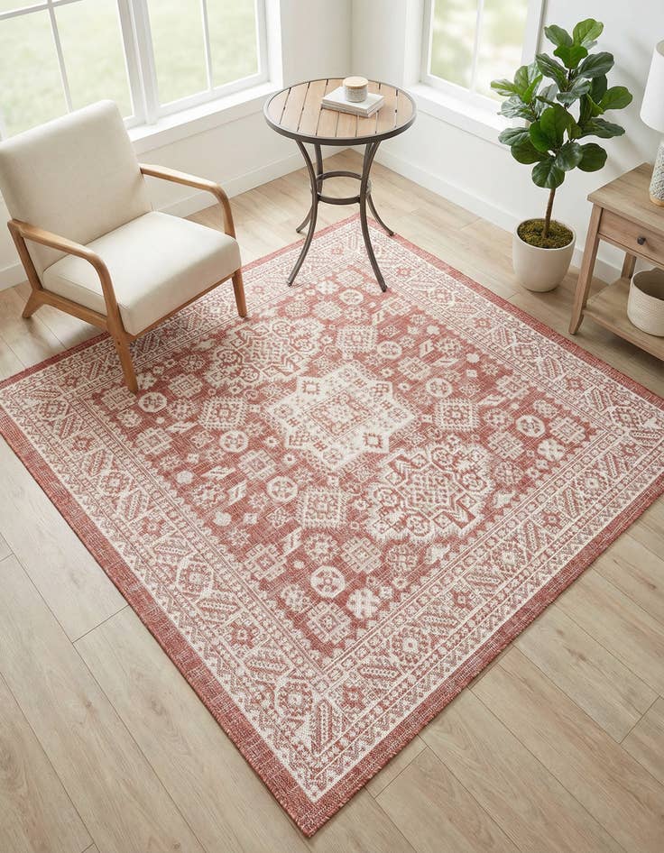 Detail image of 5' 3 x 5' 3 Easy-Clean Aztec Indoor / Outdoor Square Rug
