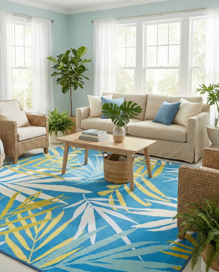 Detail image of 7' 10 x 7' 10 Easy-Clean Jill Zarin Caribbean Indoor / Outdoor Square Rug