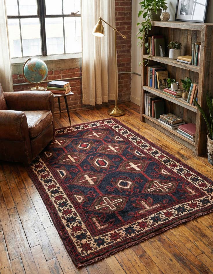 Detail image of 3' x 4' 6 Hand Knotted Balouch Persian Wool Rug