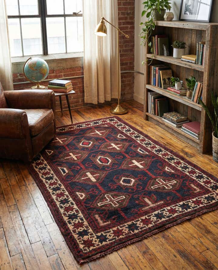 3' x 4' 6 Hand Knotted Balouch Persian Wool Rug