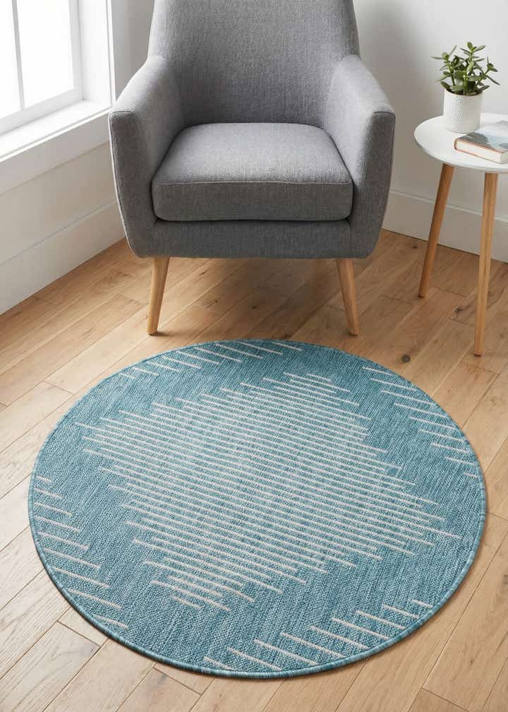 3' x 3' Easy-Clean Modern Indoor / Outdoor Round Rug