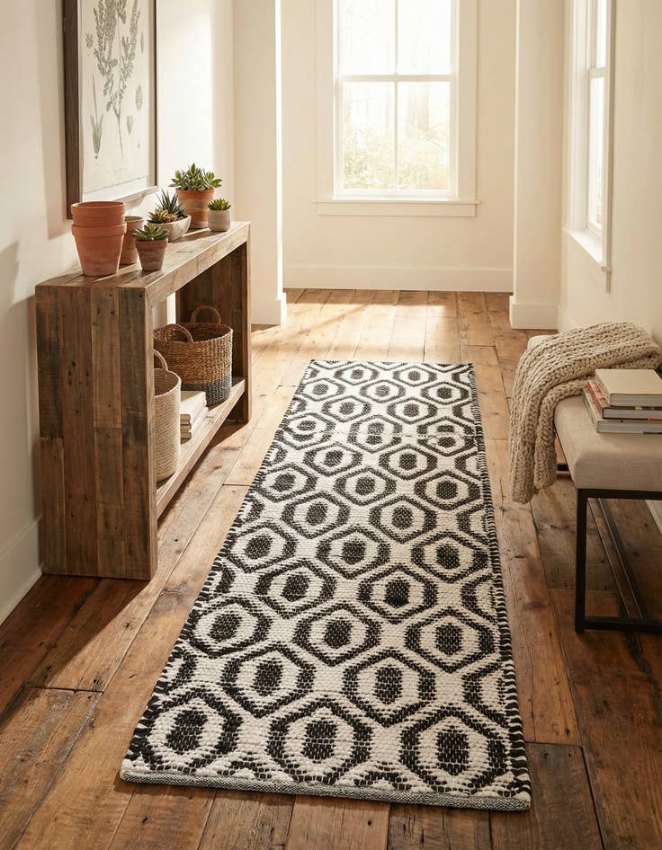 Detail image of 2' 7 x 10' Hand Woven Chindi Jute Runner Rug