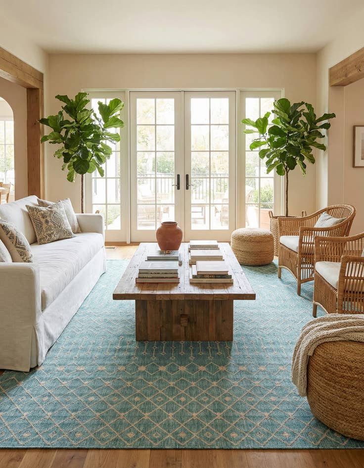 Detail image of 13' x 13' Easy-Clean Trellis Indoor / Outdoor Square Rug