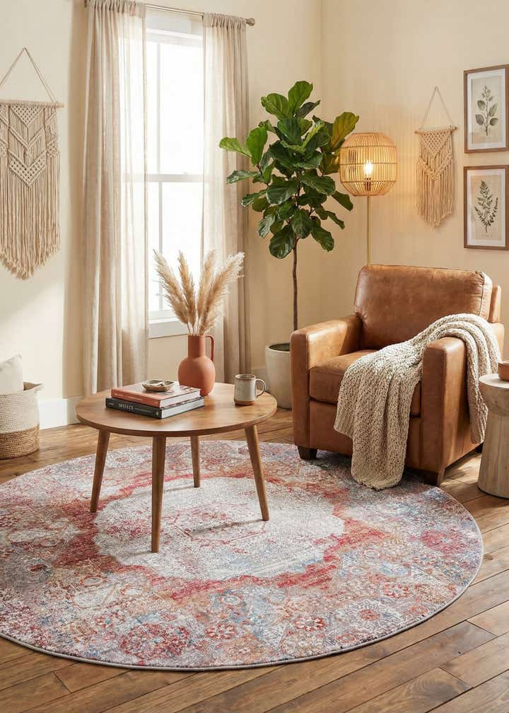 7' 10 x 7' 10 Washable Yara Round Rug