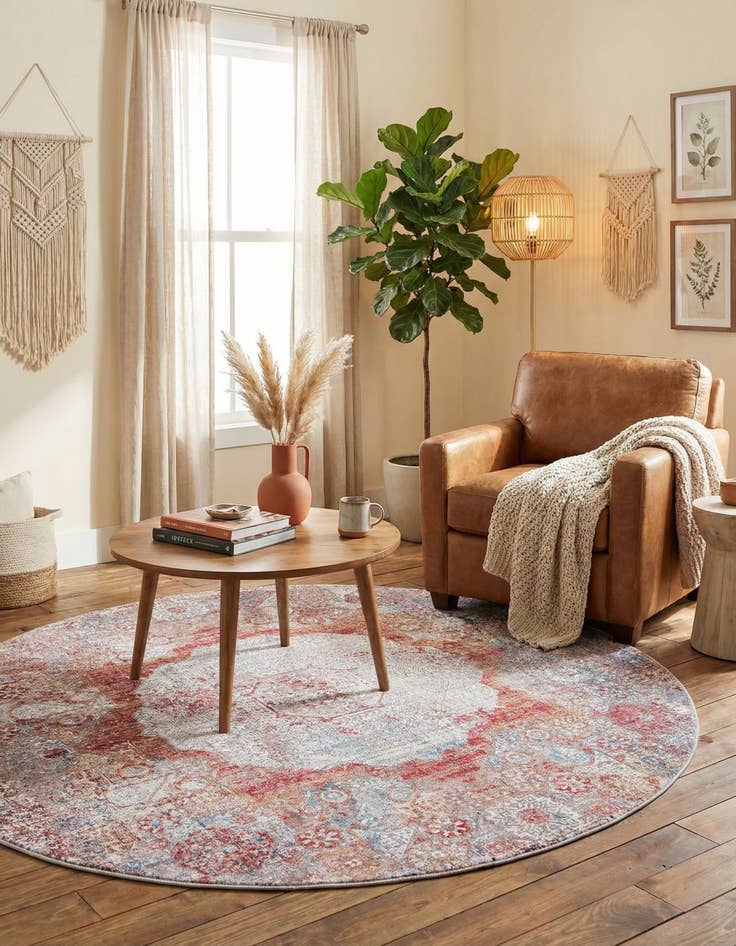 Detail image of 7' 10 x 7' 10 Washable Yara Round Rug