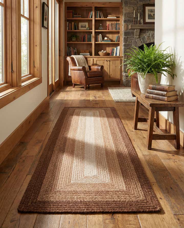 2' 7 x 8' Handmade Hand Braided Wool Runner Rug