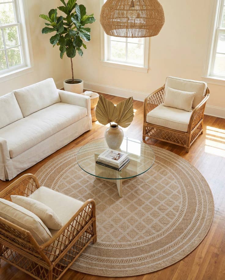 Detail image of 7' 10 x 7' 10 Easy-Clean Lattice Indoor / Outdoor Round Rug