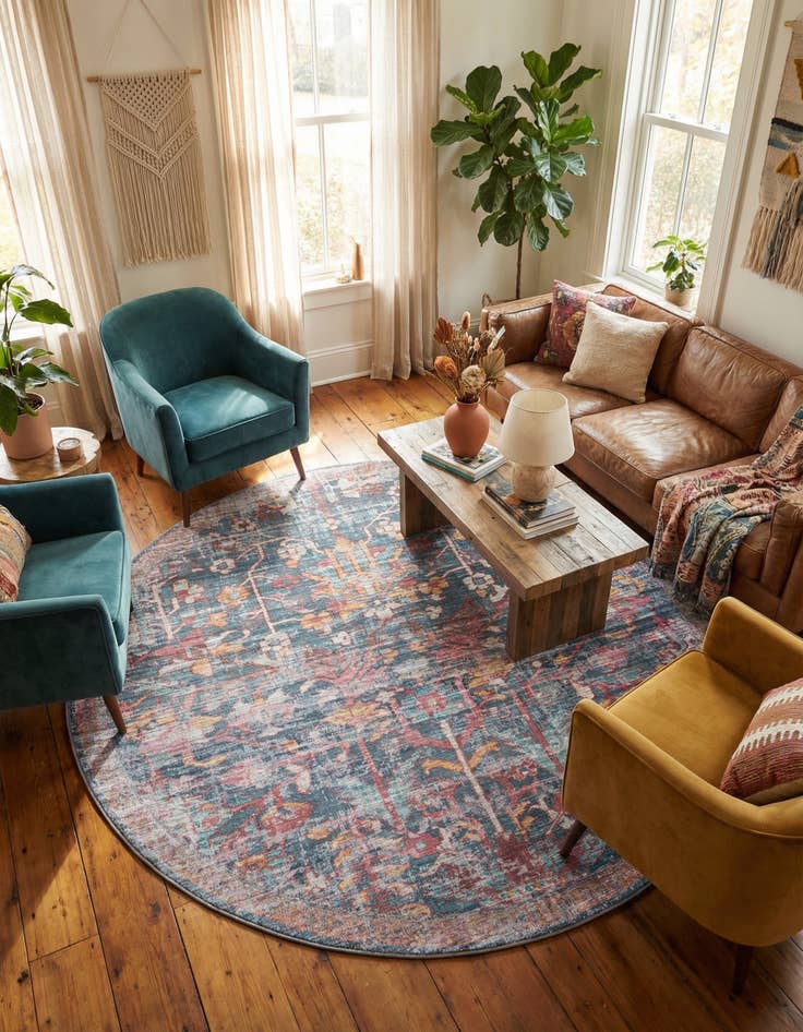 Detail image of 10' 6 x 10' 6  Washable Maahru Round Rug