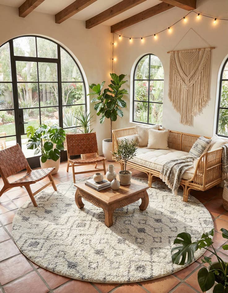 Detail image of 10' x 10' Moroccan Trellis Shag Round Rug