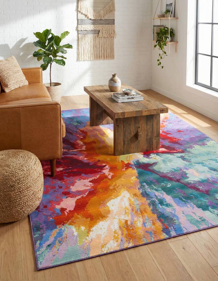 Detail image of 7' 10 x 10' Easy-Clean Modern Indoor / Outdoor Rug