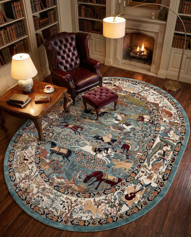 Detail image of 7' 10 x 10' Nain Design Oval Rug