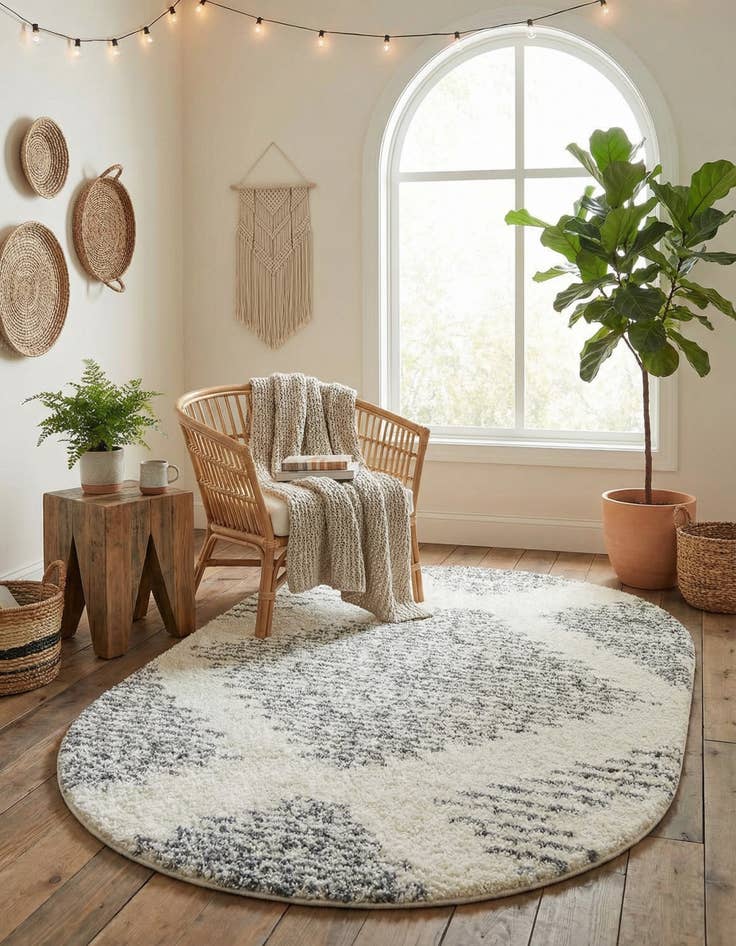 Detail image of 5' 3 x 8' Serenity Shag Oval Rug