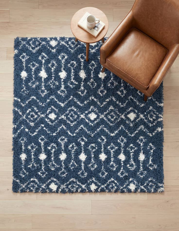 Detail image of 5' 3 x 5' 3 Moroccan Trellis Shag Square Rug