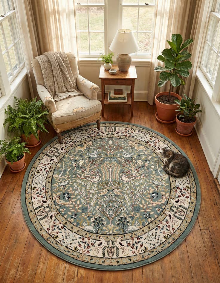 Detail image of 7' 10 x 8' Nain Design Round Rug