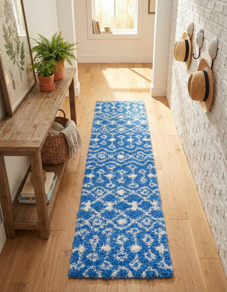 Detail image of 2' x 8' Moroccan Trellis Shag Runner Rug