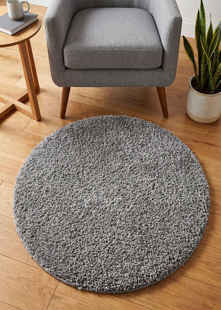 3' 3 x 3' 3 Solid Frieze Round Rug