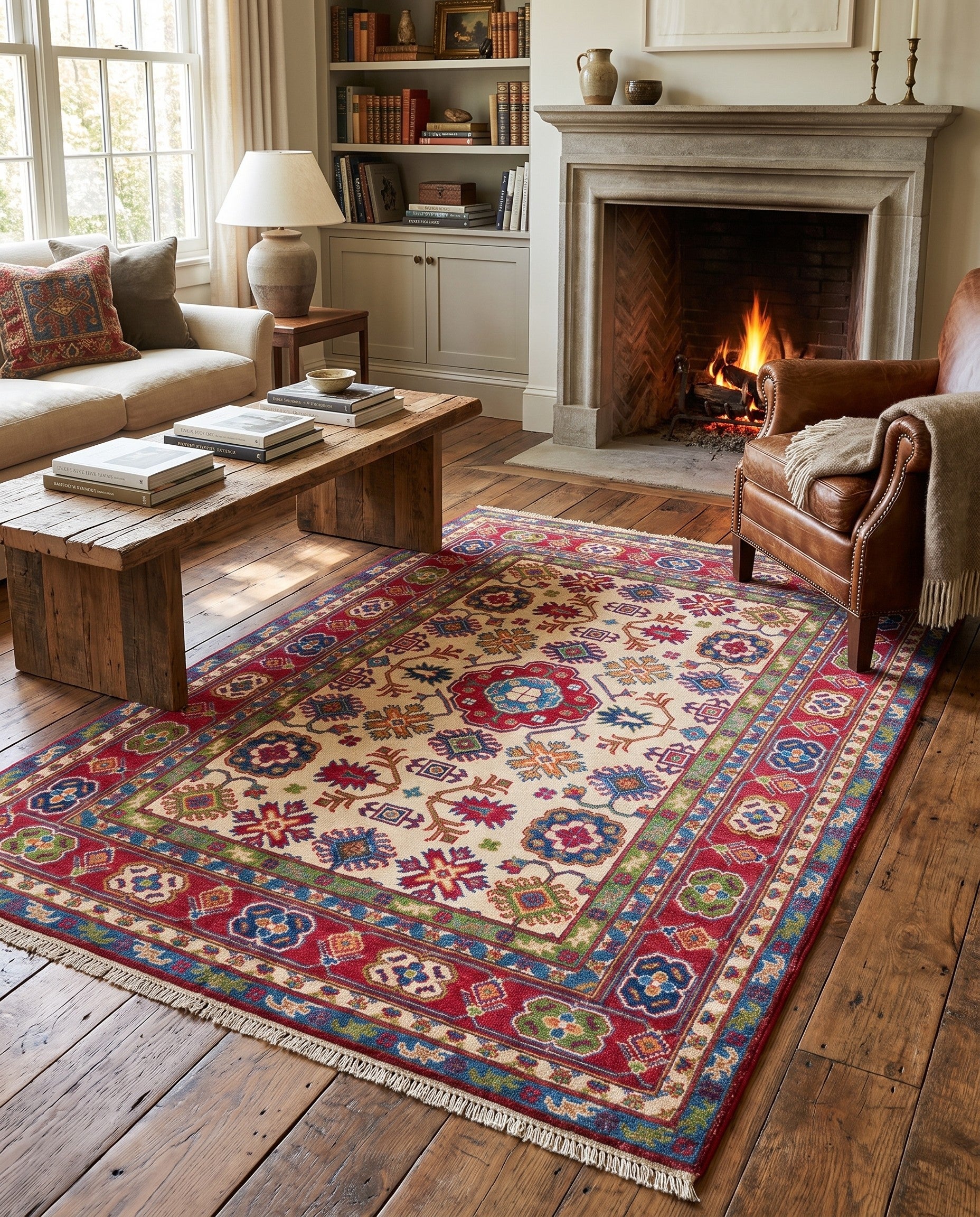 145cm x 210cm Hand Knotted Kazak Rug