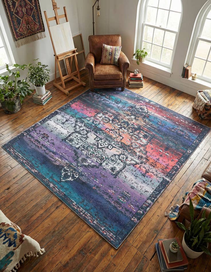 Detail image of 7' 3 x 7' 3 Washable Francesca Square Rug