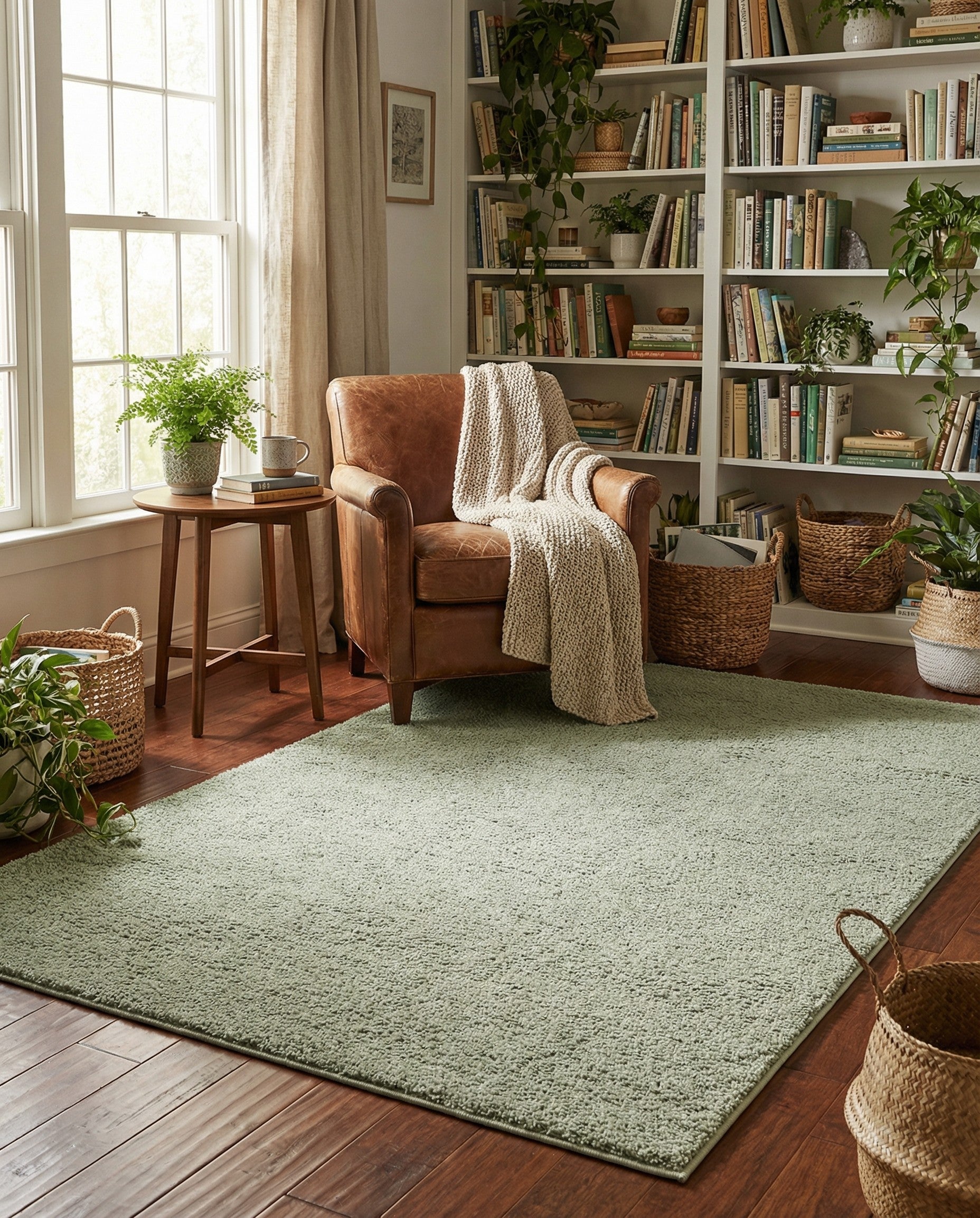 Sage Green 5' x 8' Solid Shag Rug | Rugs.com