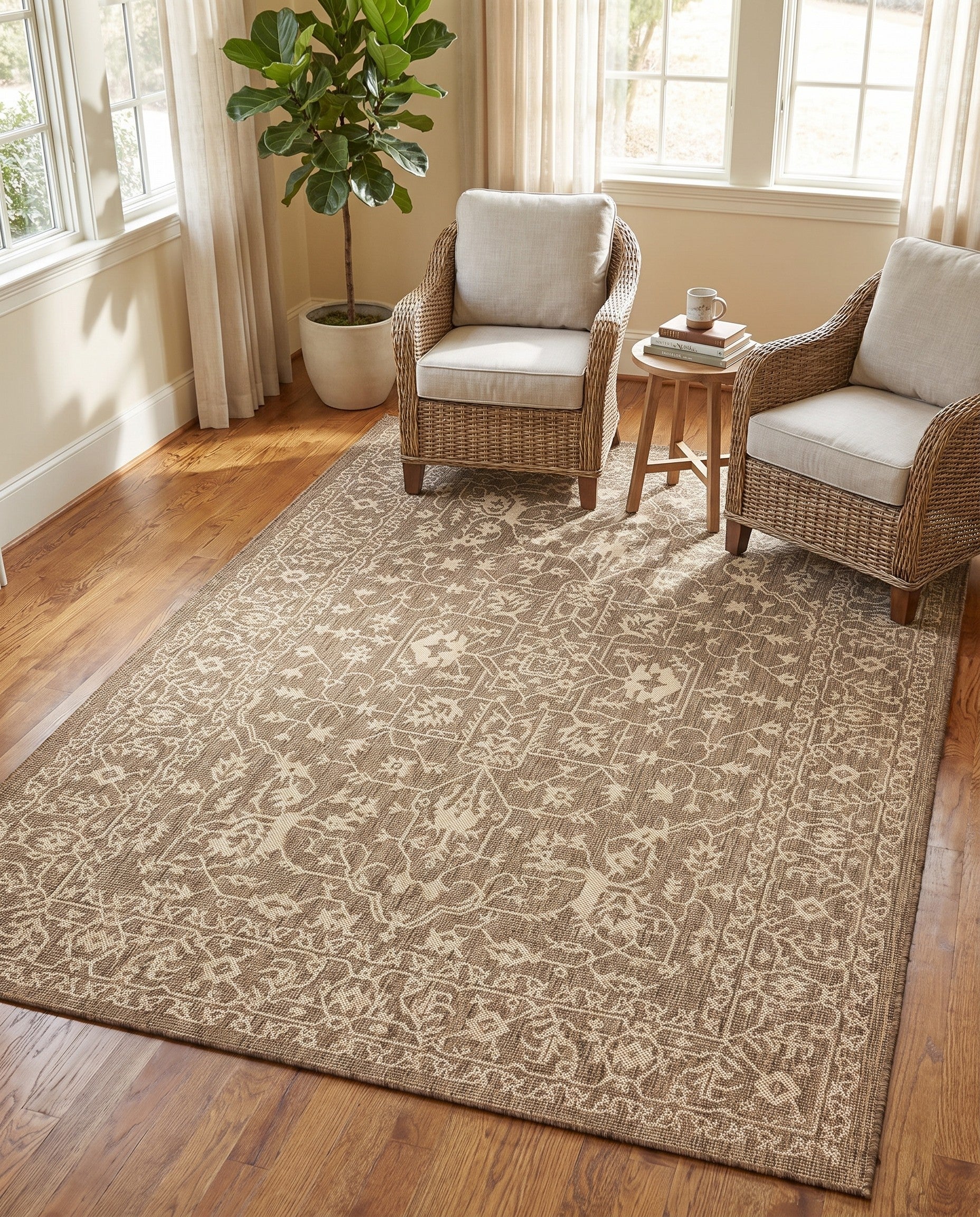 7' x 10' Easy-Clean Botanical Indoor / Outdoor Rug