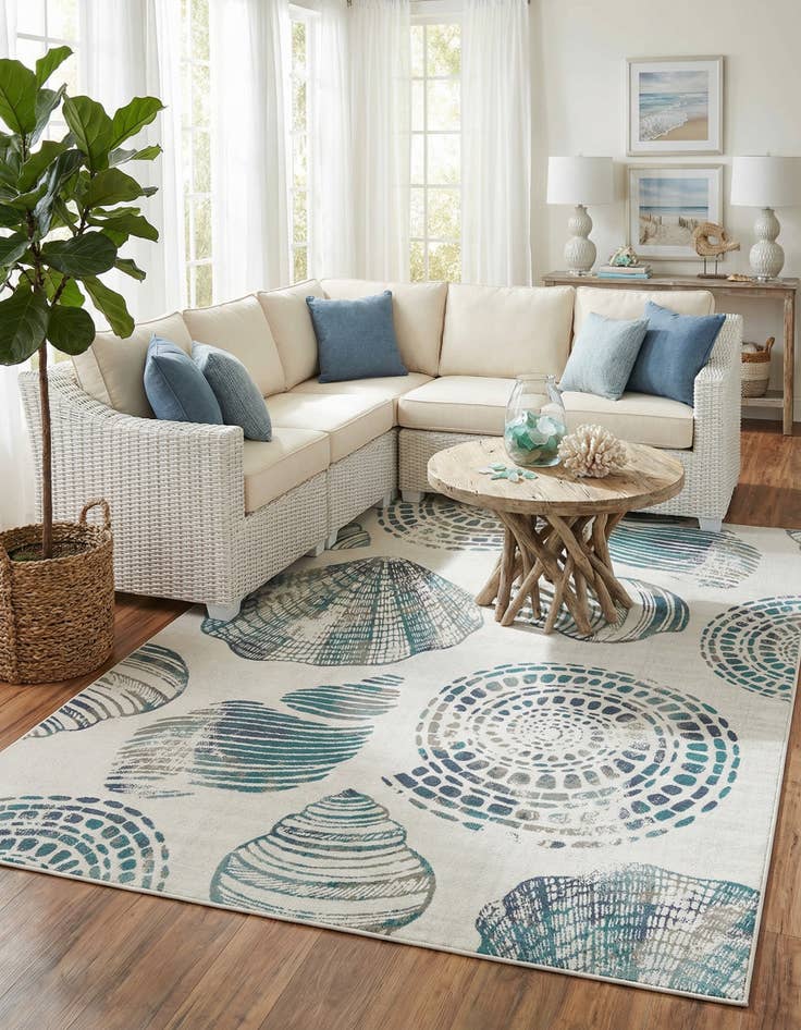 Detail image of 9' x 12' Easy-Clean Coastal Indoor / Outdoor Rug