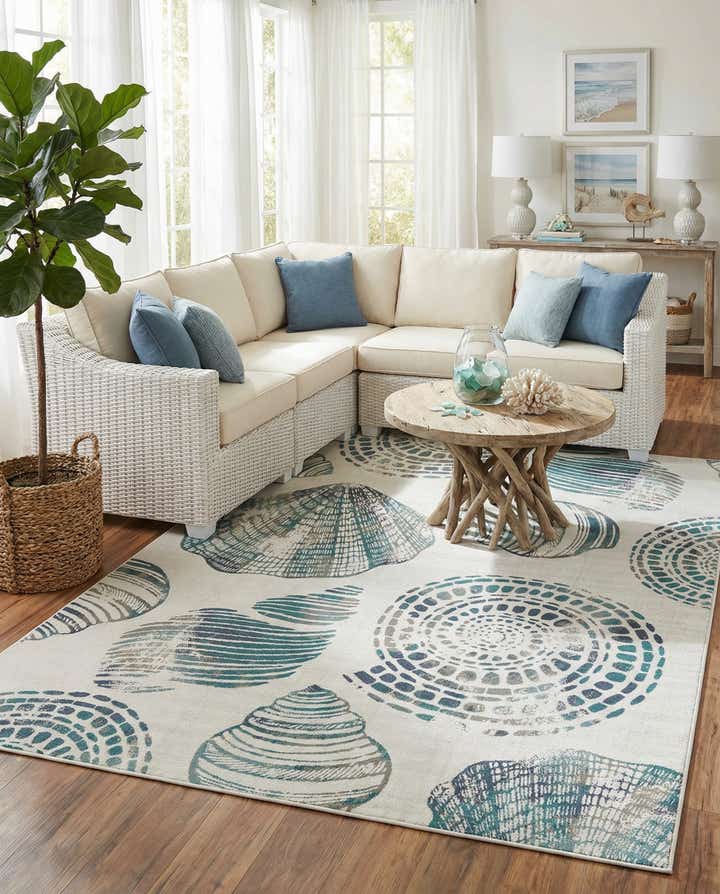 9' x 12' Easy-Clean Coastal Indoor / Outdoor Rug