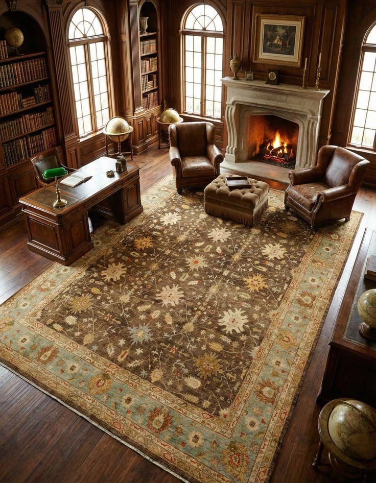 Detail image of 14' 1 x 18' 2 Hand Knotted Peshawar Ziegler Wool Rug