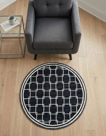 Jill Zarin Navy Blue Metropolitan Uptown Round Rug