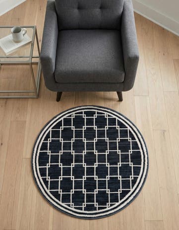 Jill Zarin Navy Blue Metropolitan Uptown Round Rug