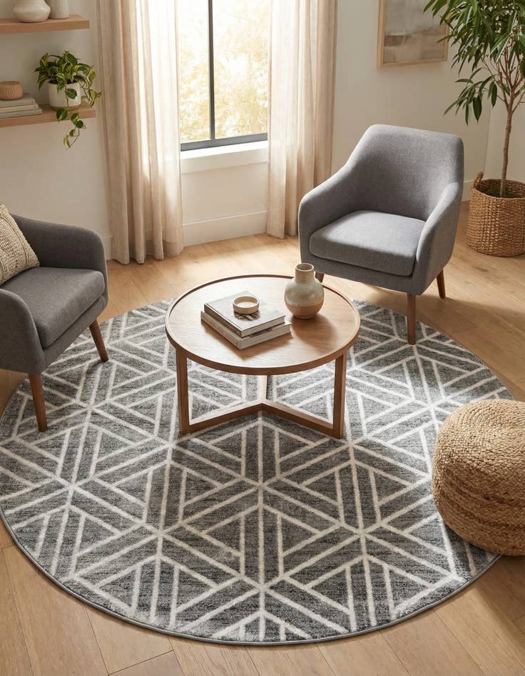Detail image of 7' x 7' Lattice Trellis Round Rug