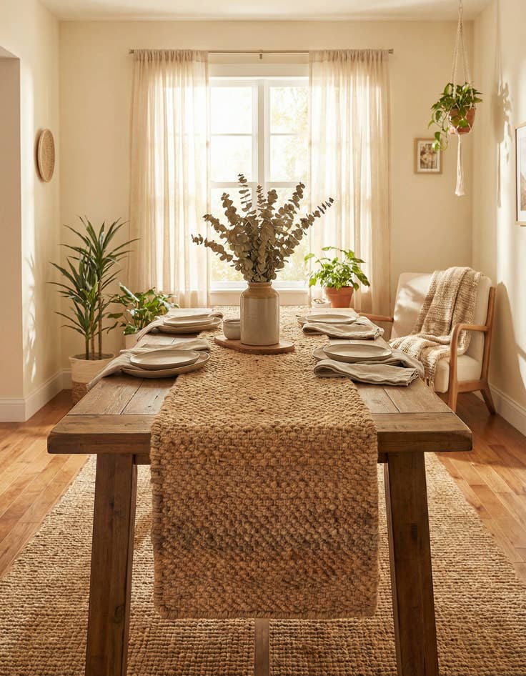 Detail image of  1' 2 x 4' 1  Hand Woven Chunky Jute Table Runner Rug