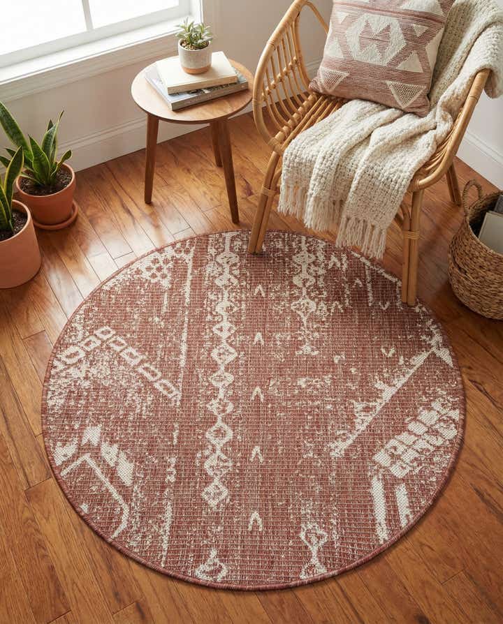 3' x 3' Easy-Clean Bohemian Indoor / Outdoor Round Rug