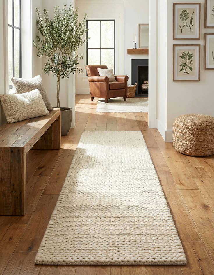 Detail image of 2' x 8'  Hand Woven Lana New Zealand Wool Runner Rug