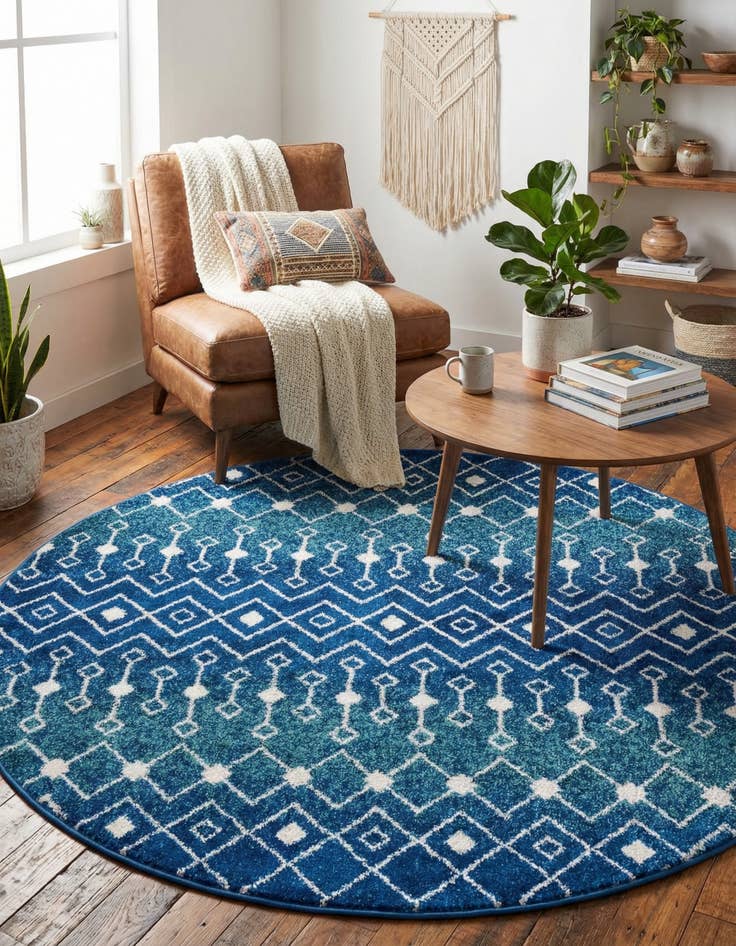 Detail image of 6' x 6' Moroccan Trellis Round Rug