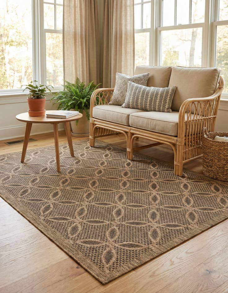 Detail image of 4' x 6' Washable Lattice Indoor / Outdoor Rug
